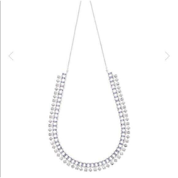 Kendra Scott Oscar Lilac Necklace Choker Bib Chain Collar Rhodium Silver $195 - Picture 3 of 6